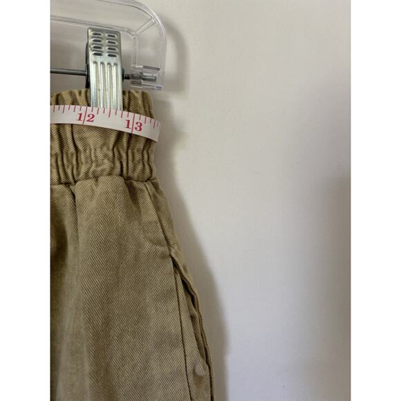 Pretty Little Thing Pants 6 Cargo Tapered Pockets Green Elastic Waist Boho - Picture 6 of 13